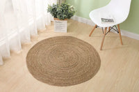 Hand-woven Sedge Solid Color American Country Style Circular Carpet Large Area Floor Mat for Living Room Hallway Clothing