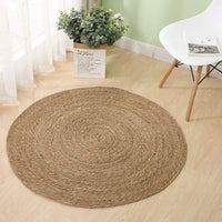 Hand-woven Sedge Solid Color American Country Style Circular Carpet Large Area Floor Mat for Living Room Hallway Clothing