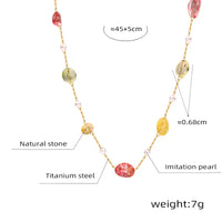 HKM-658003 2024 Fashion Designer Freshwater Pearl Necklaces Bracelets Sets Women 316L Stainless Steel Coffee Bean Chain Waterproof Necklace