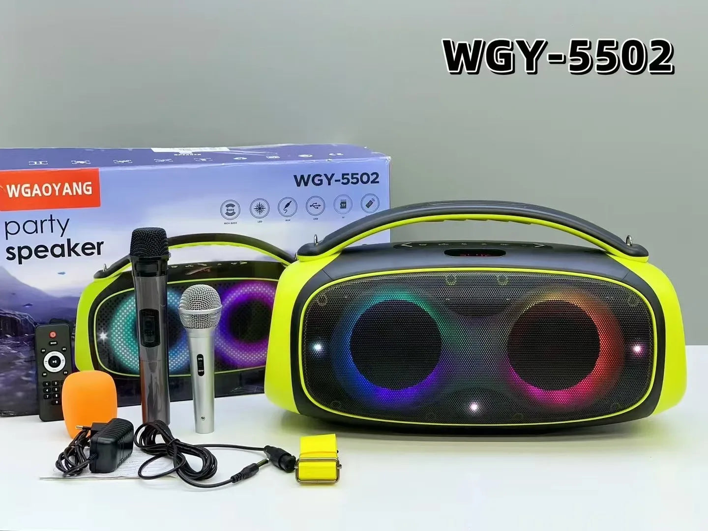 KTX-545491 High Power Portable Handheld Wireless Speaker with RGB Lights and Microphone