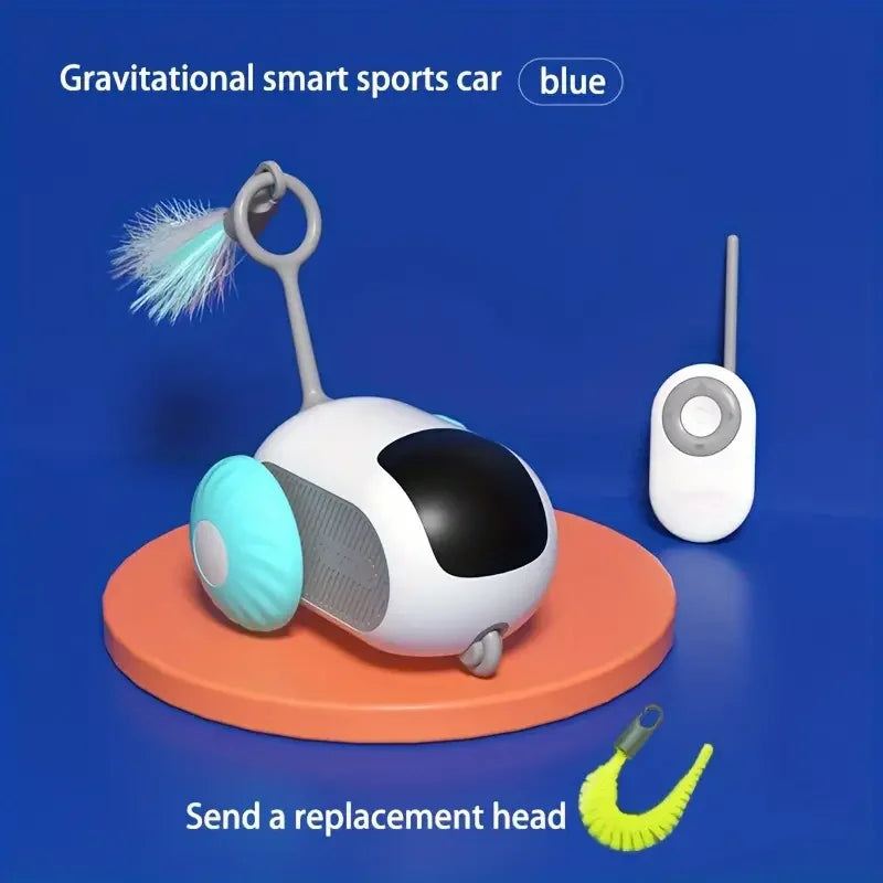 HKM-391379 Interactive Electric Cat Toy with Gravity Roll Feature and Feather Teaser