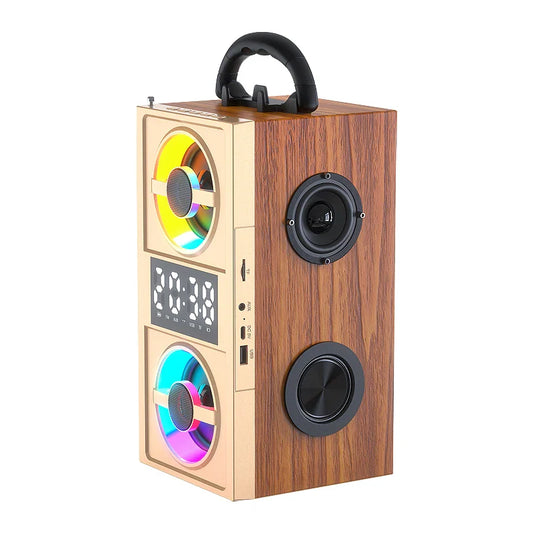 KTX-399763 Wireless Wood Bluetooth Speakers with Stereo Subwoofer for Home Audio and Desktop Use