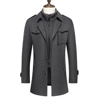 HKM-243219 Men's Waterproof Detachable Woolen Overcoat Hairy Warm Winter Jacket for Business Use