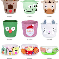 HKM-915667 Cute Cartoon Animal Cotton and Paper Rope Storage Basket for Kids' Rooms