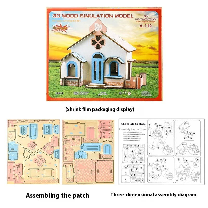 KTX-925651 3D Wooden Puzzle Kit for Kids - Eco-Friendly DIY Educational Toy in Cartoon Style