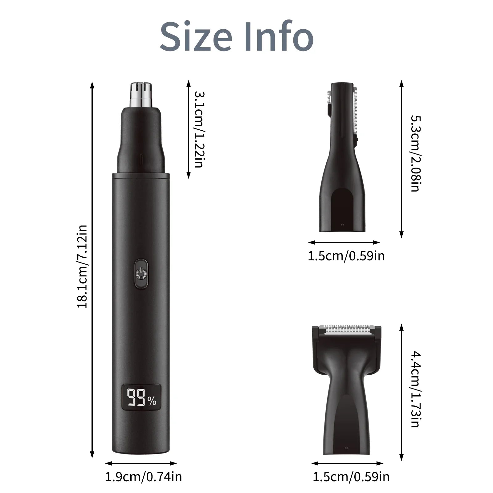 HKM-012627 Rechargeable 3-in-1 Hair Razor, Beard Shaver, and Nose Trimmer for Men