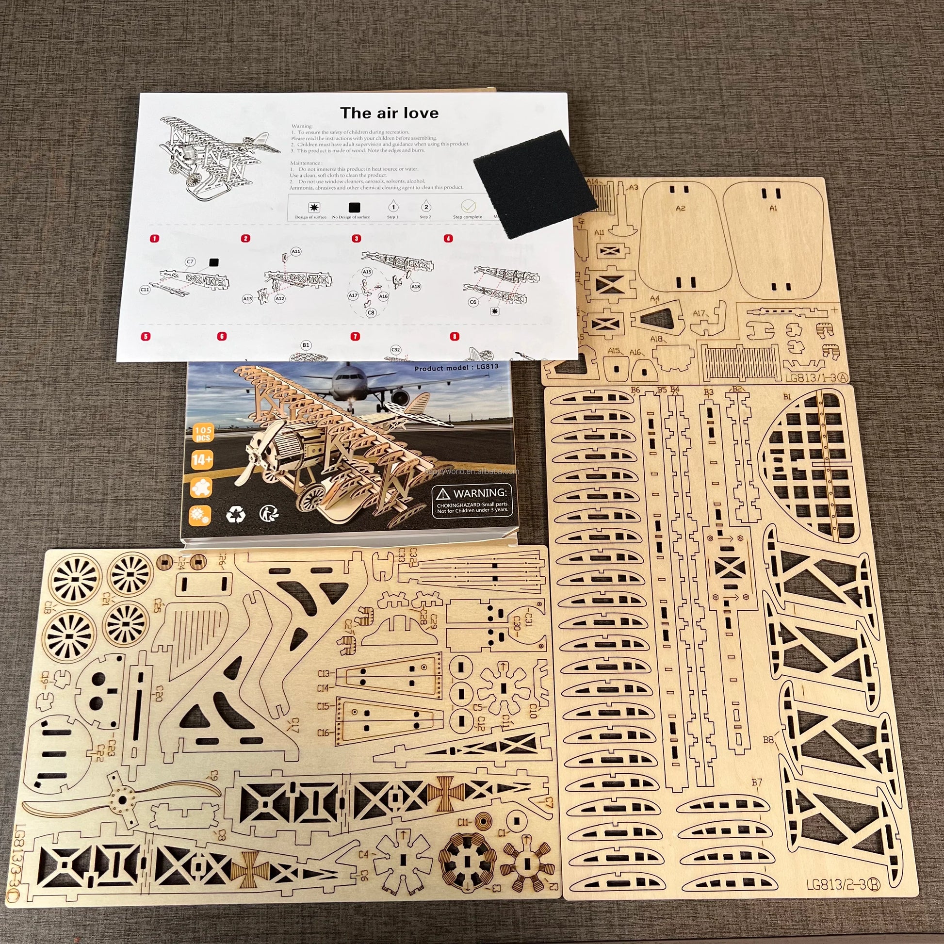 KTX-301907 3D Wooden Plane Puzzle for Engaging Fun and Creativity