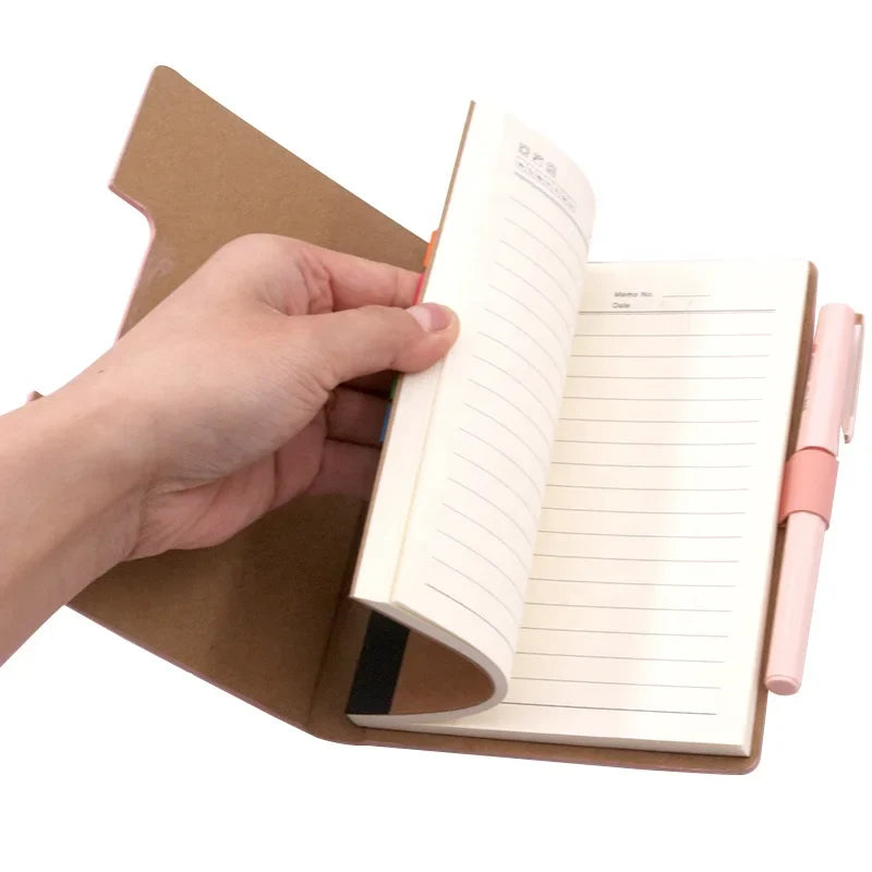 KTX-685907 Custom PU A4 Notebook with Sticky Notes and Pen Set