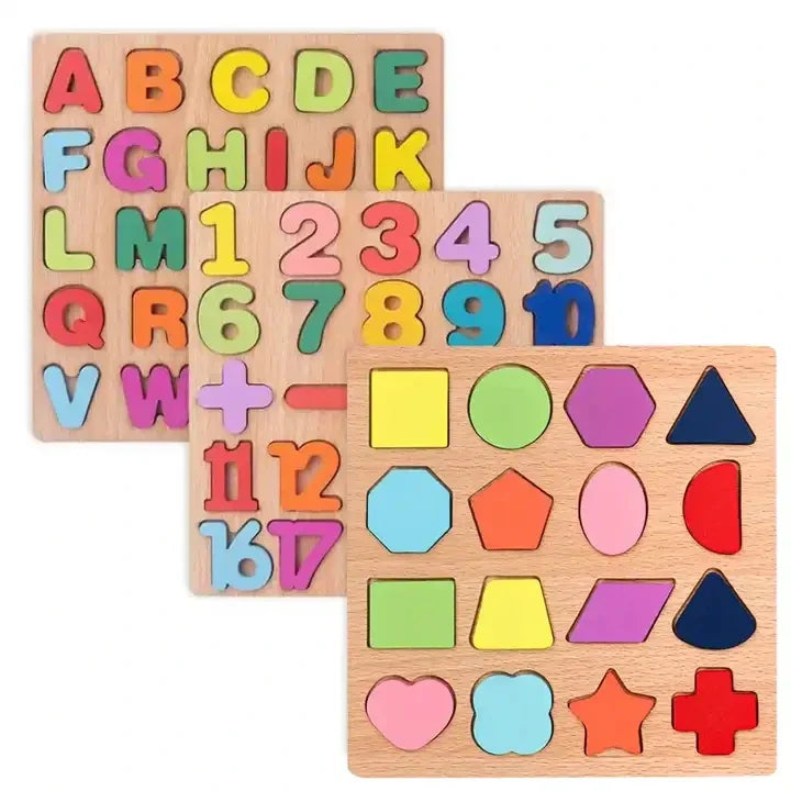 KTX-383251 3D Wooden Alphabet and Number Puzzle for Kids - Montessori Educational Activity Toy