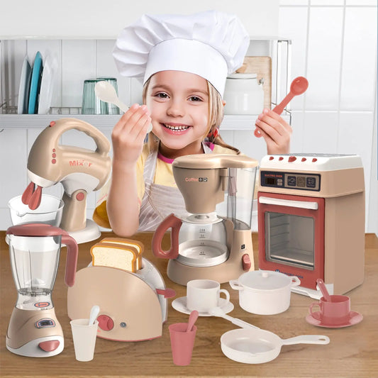 KTX-410643 Mini Electric Kitchen Appliances Toy Set for Pretend Play with Light and Sounds, Ages 2-12, EPT812597