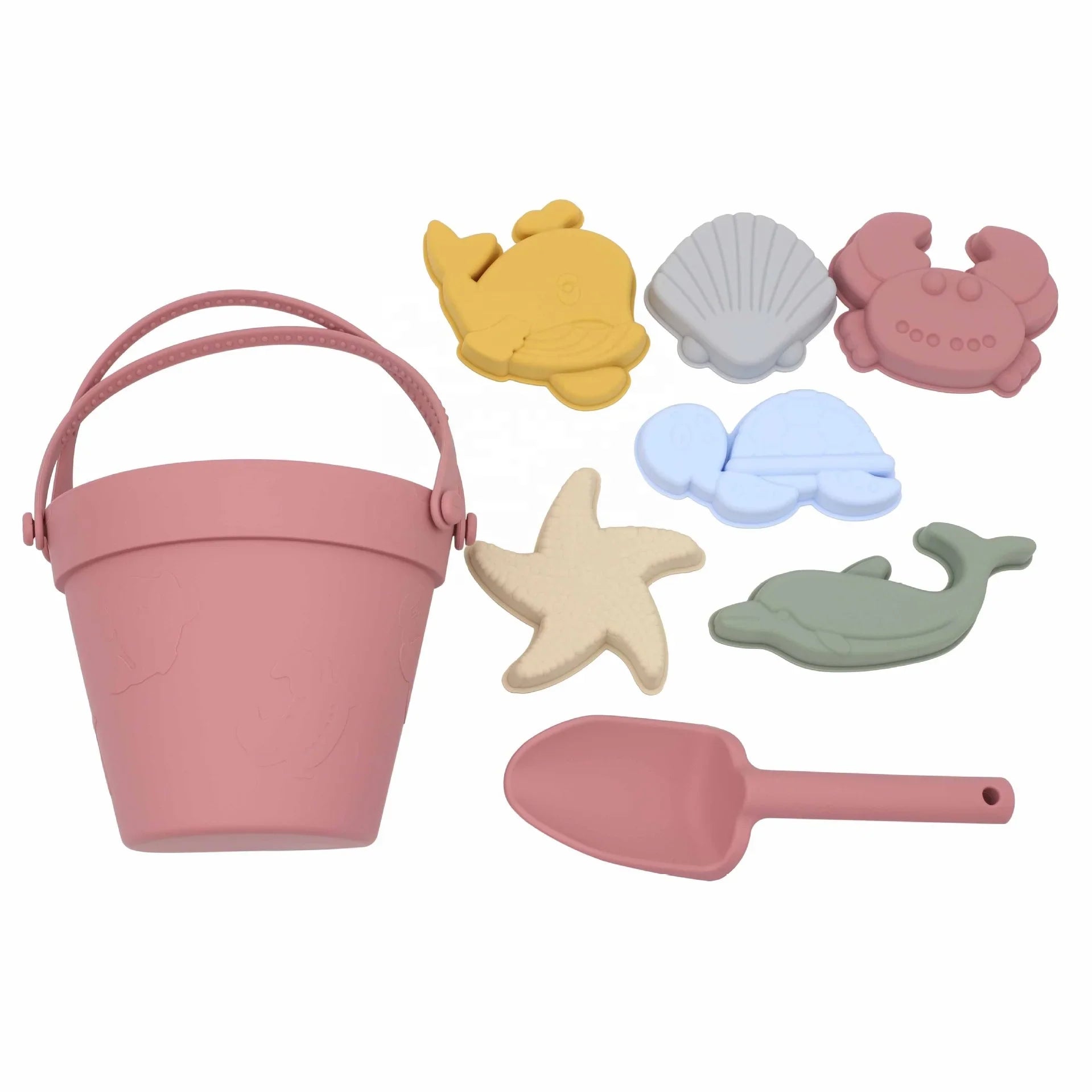 KTX-905235 BPA Free Recyclable Silicone Sand Molds Toy Set for Kids - Perfect for Outdoor Beach Fun