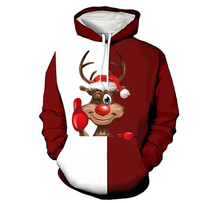 HKM-751699 Men's Christmas Sweatshirt Christmas New Christmas Deer Mens Crew Neck Digital Printing Couple Dress Pullover Sweater