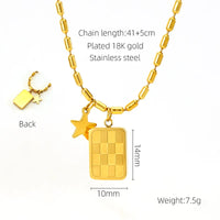 HKM-985683 Necklaces for Women Stainless Steel Heart Letter Moon Star Pendant Necklace Gold Shiny Fashion Jewelry Necklaces