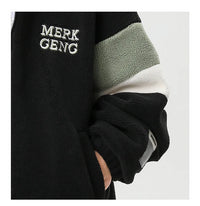 HKM-603667 Men's Large Size Warm Cotton Jacket With Winter Stand-Up Collar 550g Lamb Wool Contrasting Zipper Closure Clothing