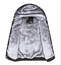 HKM-439827 Men's Plush Camouflage Jacket Winter Oversized Slim Coat Fabric Finished Weaving Sporty Style