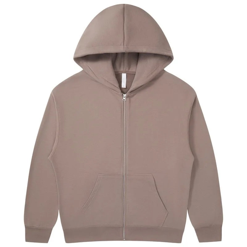 HKM-948307 Men's Women's 380G Oversized Puff Technique Hooded Sweatshirt High Fleece Solid Color Zipper Casual Sports Print Pullover