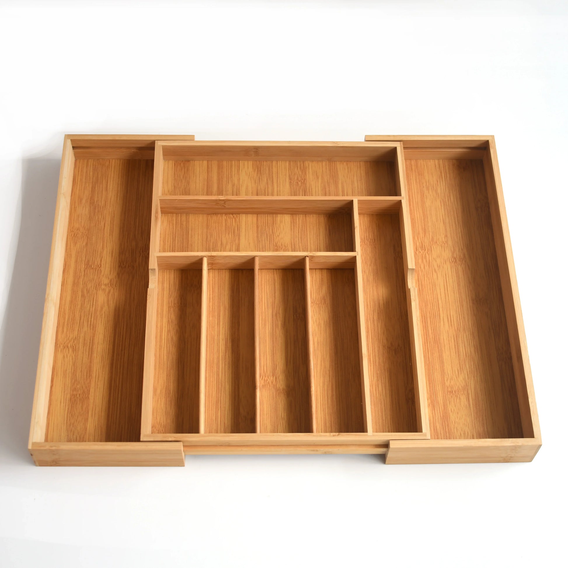 KTX-188243 Bamboo Utensil Drawer Organizer for Kitchen Silverware and Knives Storage