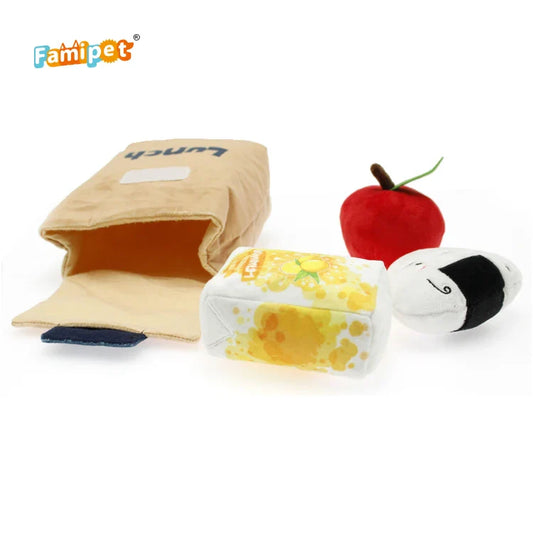 KTX-077203 Plush Multi-Choice Lunch Food Pet Squeaky Toy Collection - Various Designs