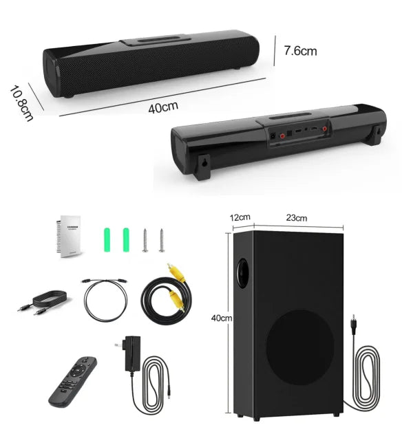 KTX-090195 2.1 80W Ultra-Thin Wall-Mountable Soundbar Speaker for TV, Home, Office, and Parties