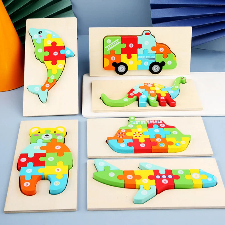 KTX-646547 Wooden 3D Puzzle Game for Children - Montessori Educational Jigsaw Learning Toy