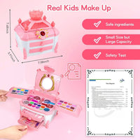 HKM-982355 Washable Kids Makeup Bag Kit with Portable Box for Pretend Play - Perfect Gift for Girls