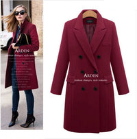HKM-438675 Women's Winter Clothing Medium to Long Plus Size Double-Breasted Wool Coat With Cashmere Lining Shearling Leather Cotton Filling
