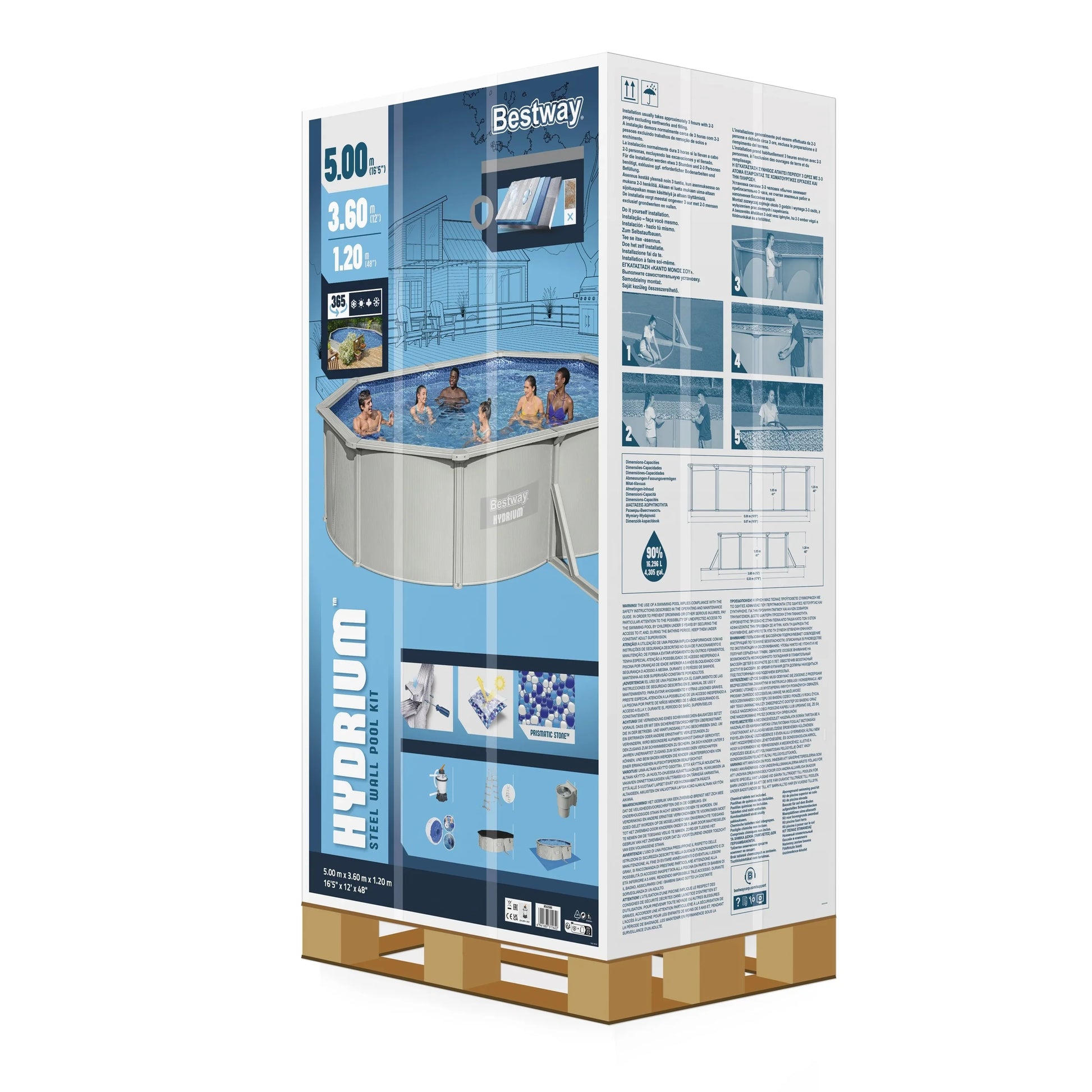 HKM-782803 Endless Outdoor Portable Family Swimming Pool - Bestway Hydrium Steel Wall Container