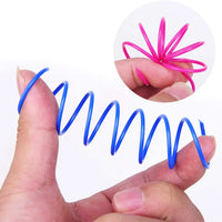 HKM-456915 Interactive 4-Piece Durable Plastic Spiral Spring Toy for Cats