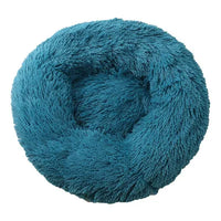 HKM-535955 Super Soft Round Washable Plush Donut Dog and Cat Cushion Bed with Velvet Mat