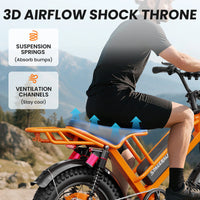 HKM-9595731 Electric Bike 750W Motor 48V 15.6Ah Battery 37 Mile Range 20-Inch Fat Tires Full Suspension 7-Speed Hydraulic Brakes