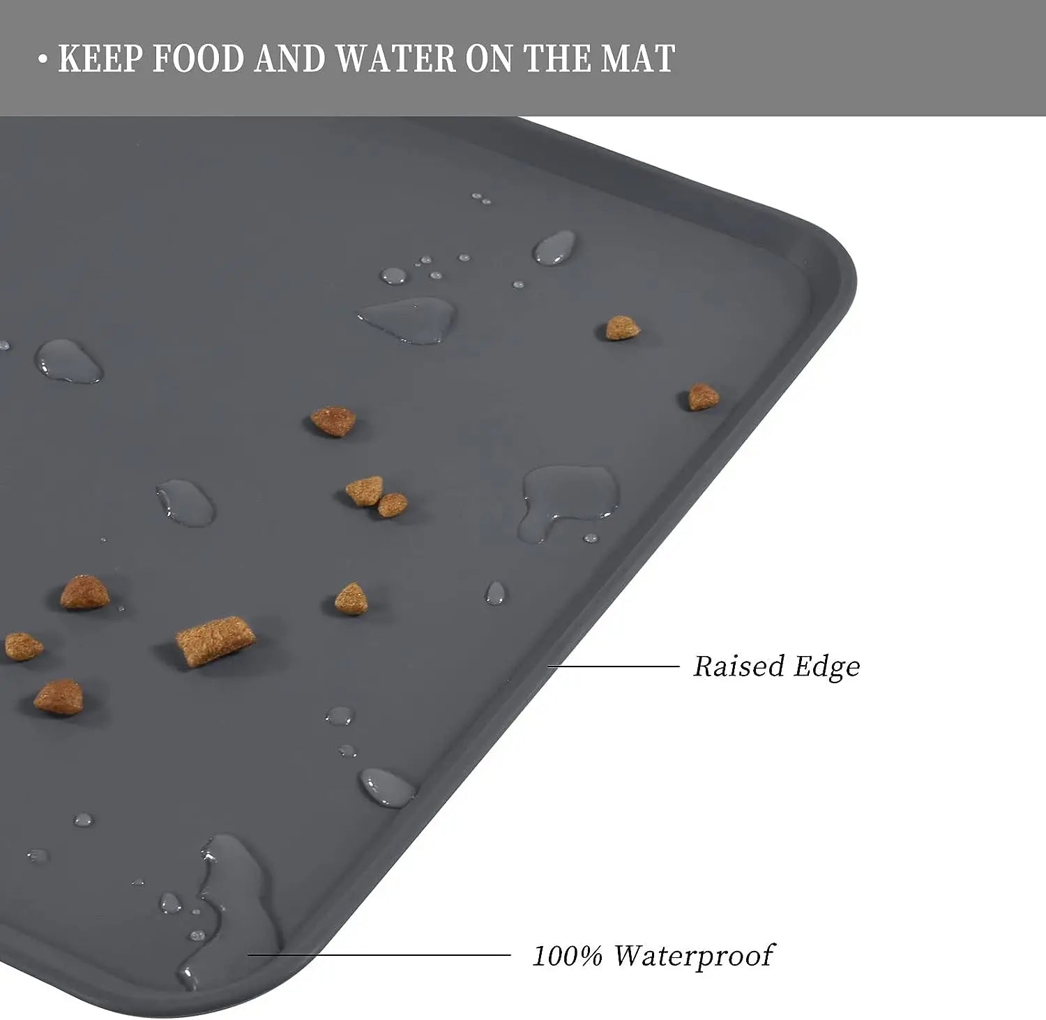 HKM-111123 Non-Slip Waterproof Silicone Pet Feeding Mat with High Lipped Design for Easy Cleanup