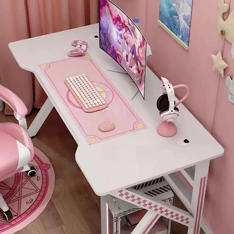 KTX-052691 Adjustable Pink Metal Gaming and Home Office Table
