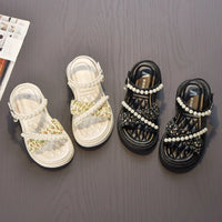 HKM-246675 Summer Fashion Girls' Sandals Beautiful Pearl Decor with Soft Bottom for Baby and Children