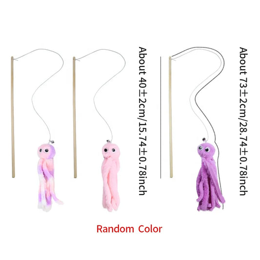 HKM-948435 Interactive Cat Teaser Wand Toy with Plush and Ribbon, 40cm