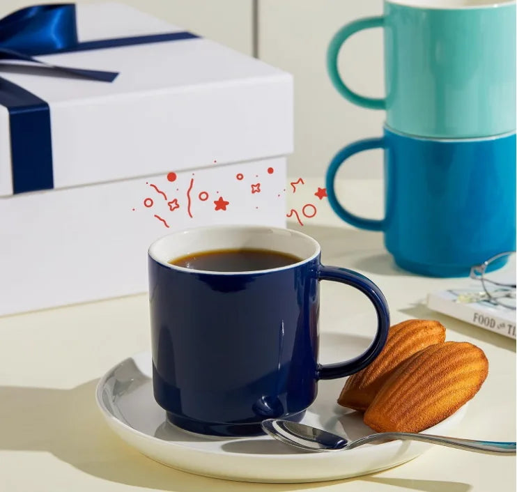 KTX-498643 10oz Ceramic Stackable Coffee Mugs – Porcelain Cups for Coffee, Tea, Cappuccino and Latte