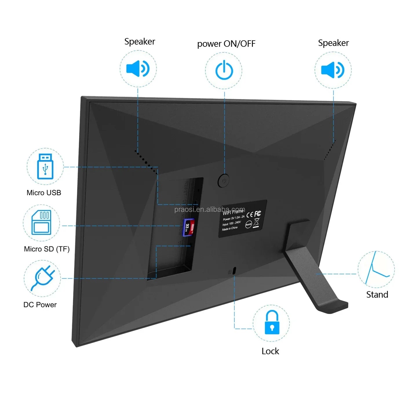 KTX-899219 7-Inch WiFi Touch Screen Digital Photo Frame with Frameo App for Easy Sharing