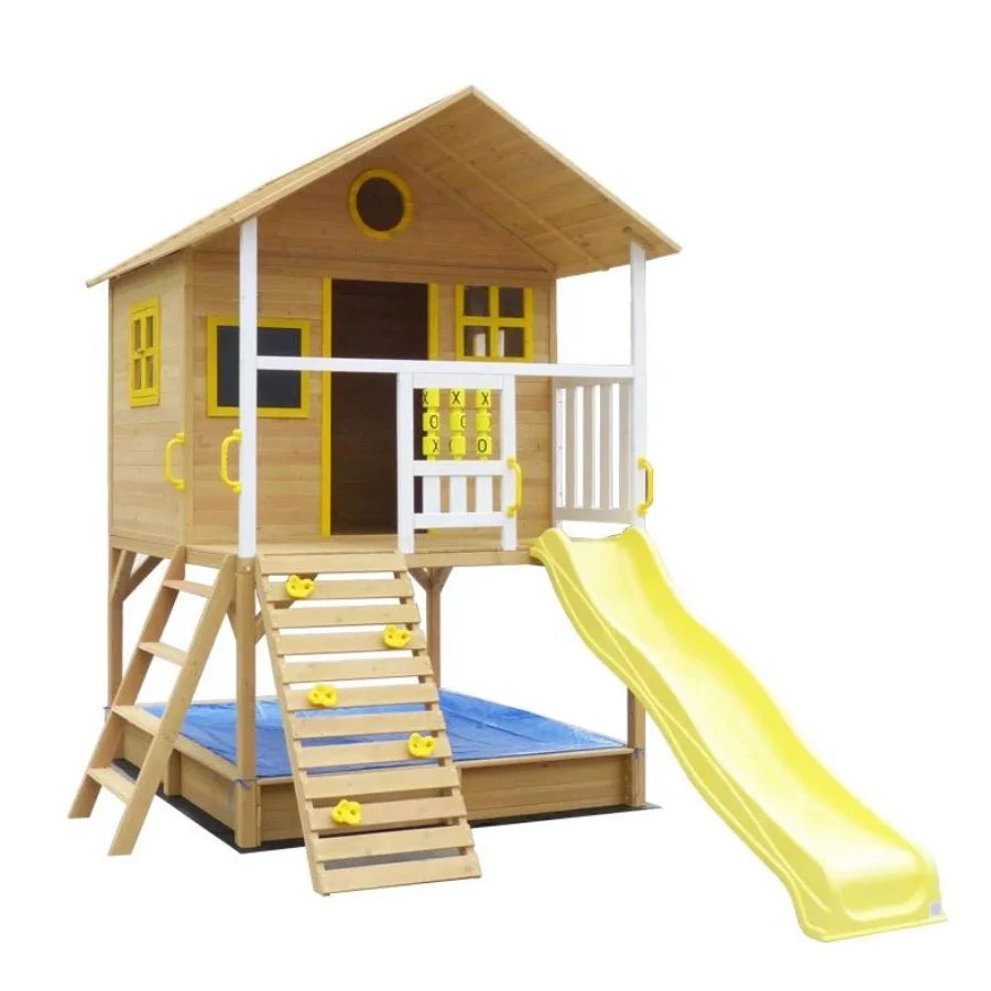 KTX-150419 Children's Wooden Playhouse with Slide and Swing for Outdoor Garden Fun