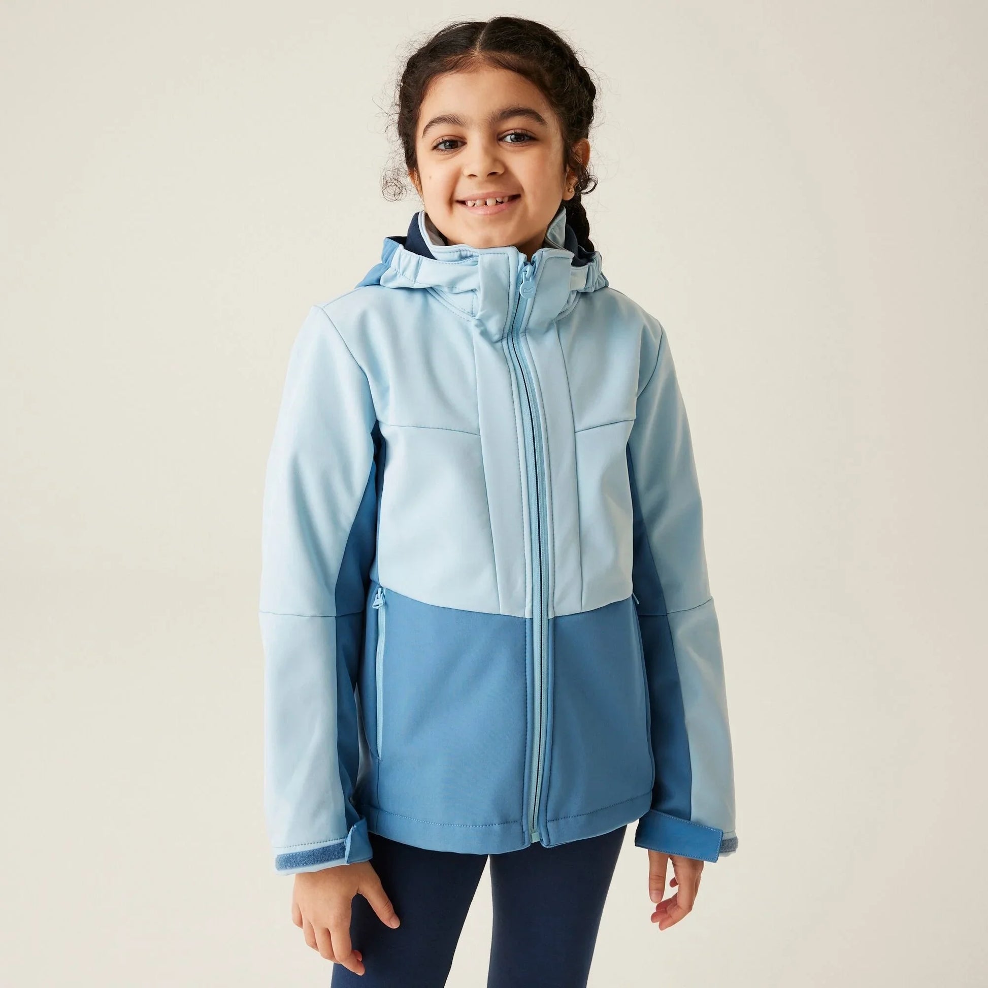 KTX-211603 Girls Block Color Nylon Softshell Jacket Comfortable Outerwear