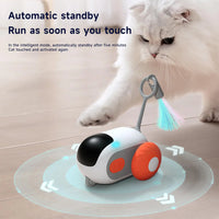 HKM-391379 Interactive Electric Cat Toy with Gravity Roll Feature and Feather Teaser