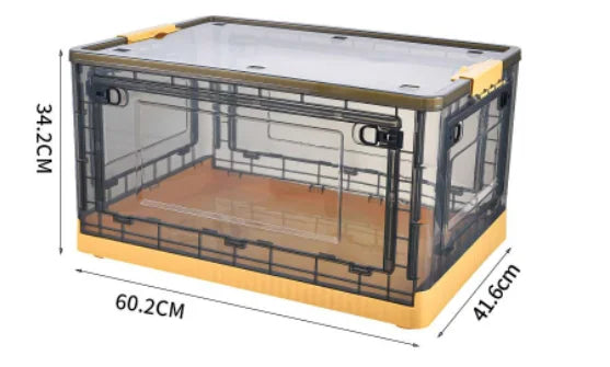 KTX-762259 Large Capacity Folding Storage Box with Wheels – Collapsible Plastic Container for Clothes, Books and Snacks