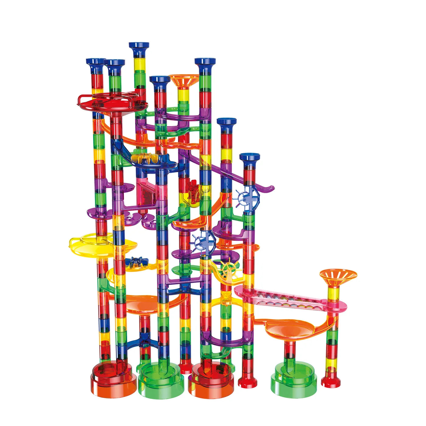 KTX-012435 325-Piece Glow-in-the-Dark Marble Run STEM Toy Set with Motorized Elevator for Kids
