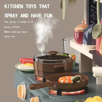 HKM-672787 63Cm Plastic Kitchen Play Set with 36 Food Toys and Light for Kids