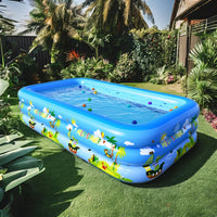 HKM-651731 Inflatable Rectangular Swimming Pool for Kids and Adults, Portable Outdoor Water Fun