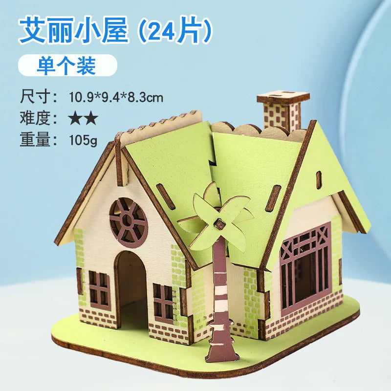 KTX-925651 3D Wooden Puzzle Kit for Kids - Eco-Friendly DIY Educational Toy in Cartoon Style
