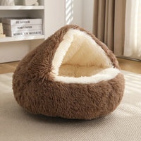 HKM-686291 Cozy Soft Round Pet Sleeping Nest for Indoor Cats and Kittens - Winter Warm Bed with Non-Slip Base
