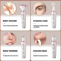 HKM-274771 Cordless Rechargeable Electric Shaver for Women - 4 in 1 Hair Removal Razor for Face, Arms, and Bikini Area