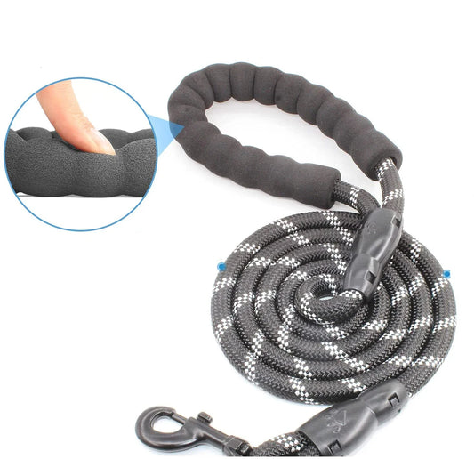 HKM-420691 Durable Nylon Dog Leash with Poop Bag Holder - Available in 4ft, 5ft, 6ft, and 7ft