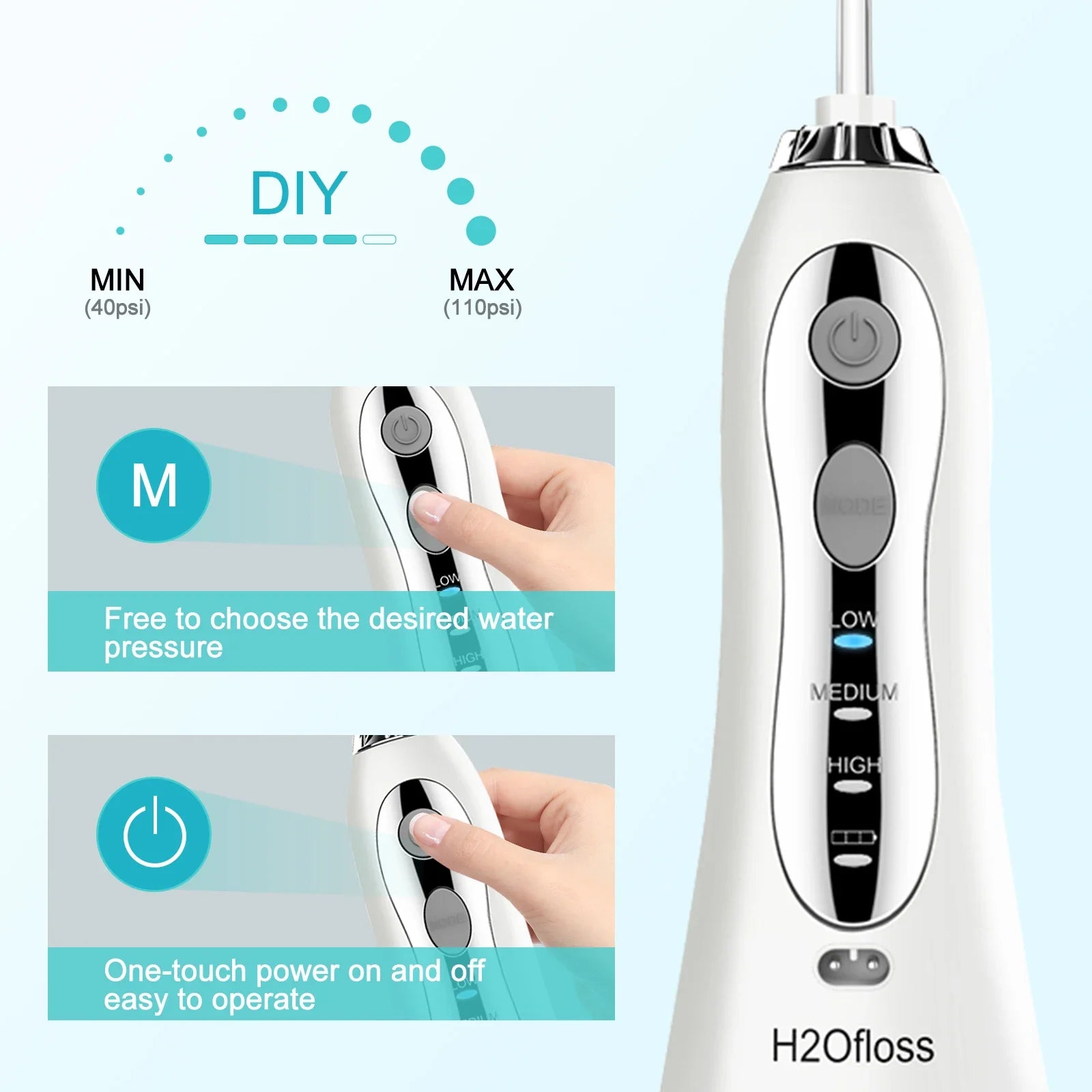 HKM-716563 Portable Wireless Water Flosser, IPX7 Waterproof Rechargeable Dental Device for Effective Oral Care