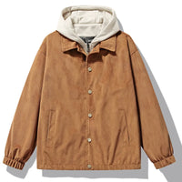 HKM-127955 Fashion Man Coat Casual Oversized Sports Design Long Canvas Jacket Zipper Closure Suede Jacket Man