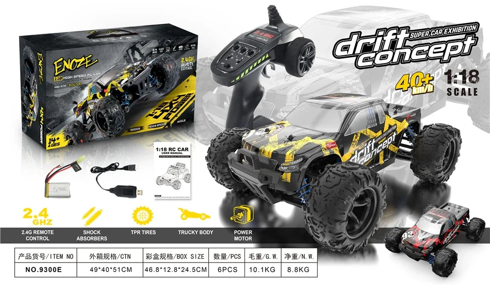 HKM-003923 1:18 Scale 2.4G Electric RC Monster Truck - High Speed Off-Road Vehicle for Kids 5+